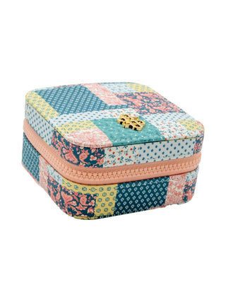 Simply Southern Jewelry Case in Peach Quilt Pattern, featuring a compact design and vibrant colors for stylish and organized storage.