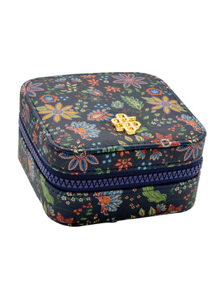 Simply Southern Jewelry Case in Navy Floral design featuring a vibrant mix of flowers, ideal for organized and stylish storage.