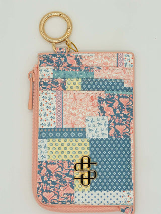 Simply Southern ID & Coin Wallet in Peach Quilt Pattern with wrist strap and clear ID window for easy access and stylish convenience.