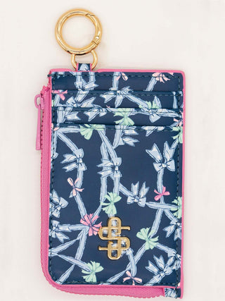 Simply Southern Navy & Pink Ribbon ID and Coin Wallet - Compact, stylish accessory for secure storage and easy organization.