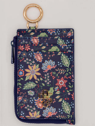Simply Southern Navy Floral ID & Coin Wallet with vibrant floral pattern and zipper closure, ideal for everyday use.