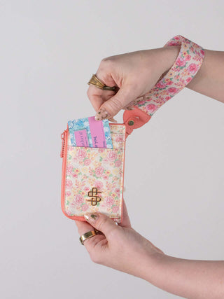 Simply Southern Key Fob in Yellow Bloom pattern, featuring vibrant yellow flowers and a durable metal ring clasp.