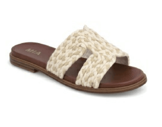 Women's MIA Shoes POET Braided Slide Sandal in cream, featuring a comfortable braided strap and sleek minimalist design.