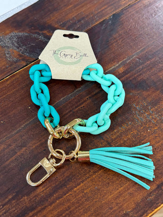 Elegant Chain Link Keychain Bracelet in gold-tone finish, perfect for versatile styling and keeping keys secure and accessible.