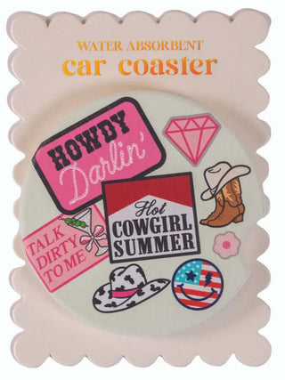 Colorful Simply Southern car coasters in various styles, adding flair and function to your vehicle's cup holders.