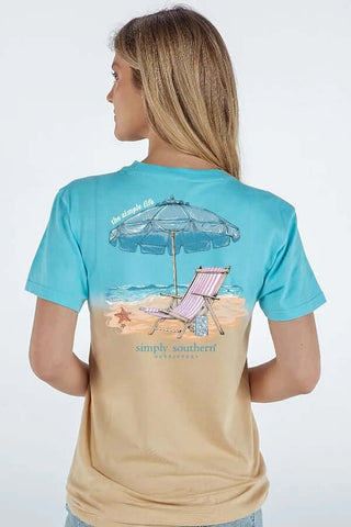 Simply Southern Beach Ombre Tee with palm tree print on soft gradient fabric, ideal for summer vibes and coastal style.
