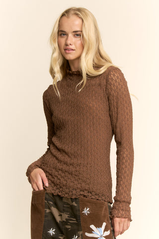 Davi & Dani Chocolate Mesh Layer Top