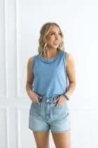 Andree By Unit short scoop neck sleeveless top, final sale, available in multiple colors.