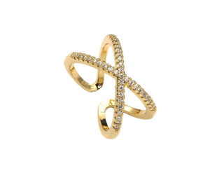 Gold Pave Infinity Ring by Lauren Kenzie with Lifetime Warranty, elegantly designed with sparkling stones. Perfect for any occasion.