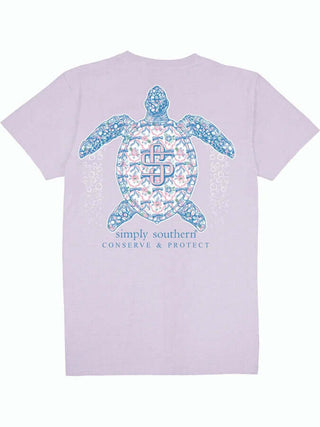 Simply Southern Lilac Bow Turtle Tracking Tee with vibrant, playful design and cute bow-adorned turtle graphic.