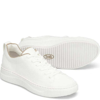Sofft Faro White Knit Mesh Sneakers with Arch Support, perfect for comfort and style on the go.
