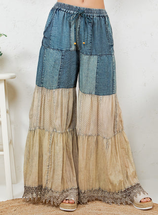 Young Threads Vintage Boho Tiered Patchwork Pants