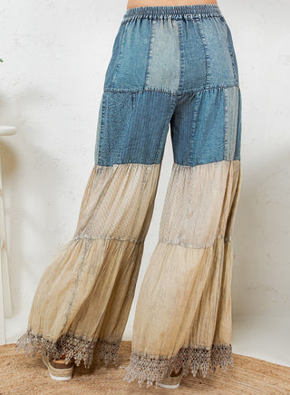 Young Threads Vintage Boho Tiered Patchwork Pants
