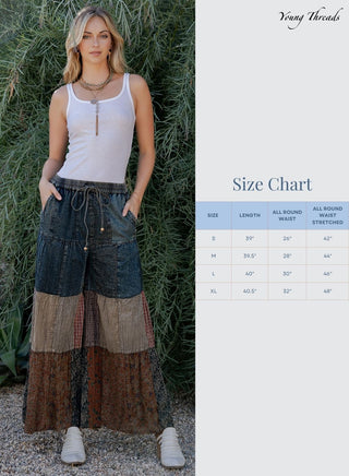 Young Threads Vintage Tiered Denim Patchwork Pants