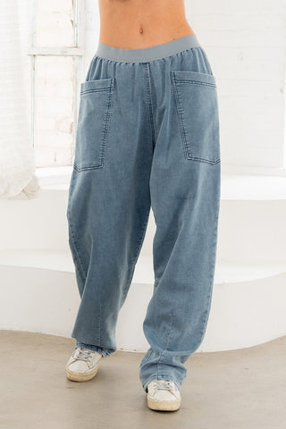 Sew In Love Light Denim Straight Leg Utility Pocket Pant