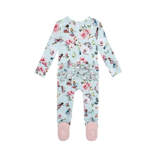 Posh Peanut Melinda Ruffled Footie One Piece – Floral Infant Romper with Delicate Ruffles and Soft Fabric for Stylish Comfort
