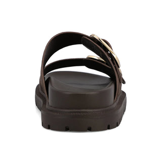 MIA Chocolate Brown Textured Double Buckle Sandal