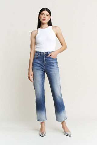 Product image of MICA T3537A Super High Relaxed Straight Crop Jeans in Vintage Fun Wash, featuring a casual, stylish fit.