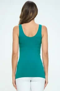 TEAL VERDIGRIS Buttery Soft Reversible Seamless Tank on hanger, showcasing dual-sided texture and vibrant teal hue.