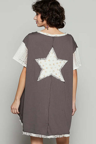 POL Star High Low Shirt Dress in 2 colors, final sale, versatile and stylish design shown on a standing model.