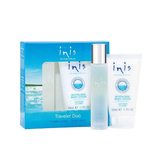 Inis Traveler Duo Set: Refreshing, eco-friendly travel-size products with ocean-inspired fragrance for on-the-go comfort.