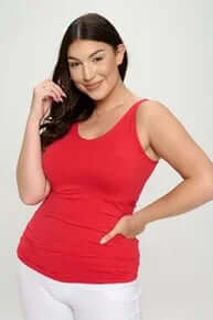 Red Buttery Soft Reversible Seamless Tank Top on Mannequin