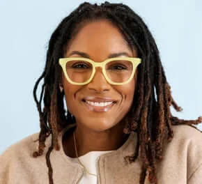 Stylish Nola Matcha Green Readers by Peepers on sleek black case, combining fashion and function for modern eyewear.