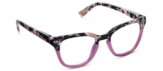 Faye Black Marble & Pink Readers by Peepers, stylish eyeglasses with a marble frame and pink accents, displayed on white.