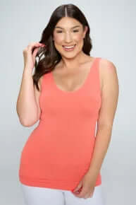 Hot Coral Reversible Seamless Tank - Buttery Soft, Perfect Fit, Versatile Style for Comfort and Fashion.