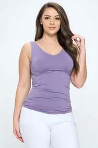 DK PURPLE buttery soft seamless tank, reversible for versatile styling, perfect for comfy layering or standalone wear.