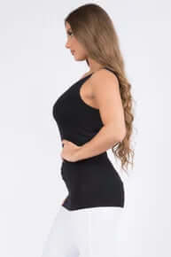Alt text: "Front view of Black Buttery Soft Reversible Seamless Tank, stylish and versatile for everyday wear.
