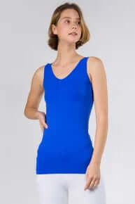 Alt text: "Royal Blue Buttery Soft Reversible Seamless Tank Top - Perfect for Comfort and Style