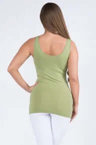 Model wearing OLIVE Buttery Soft Reversible Seamless Tank for ultimate comfort and style.