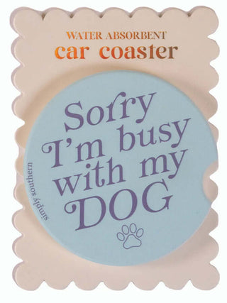 Stylish Simply Southern car coasters in assorted designs, perfect for keeping your vehicle cup holders clean and dry.