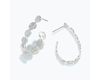 Silver Hammered Dot Hoop Post Earrings