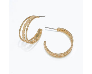 3 Strand Gold Hoop Post Earrings
