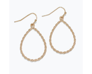 Twisted Gold Teardrop Drop Earrings