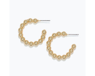Gold Bead Hoop Post Earrings