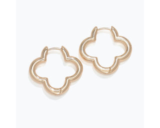 Gold Clover Hoop Earrings