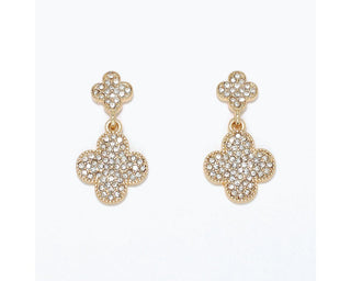 Gold Cover & Crystal Drop Post Earrings