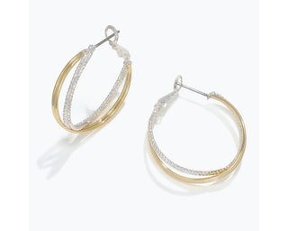Gold & Silver Two Tone Twisted Hoop Earrings