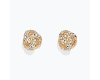 Gold Twist Knot w/ Crystals Post Earrings