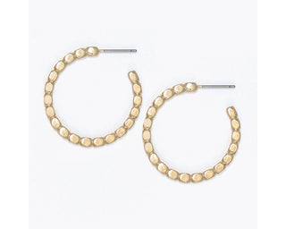 Gold Cube Hoop Post Earrings