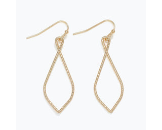 Gold Texture Twist Teardrop Drop Earrings