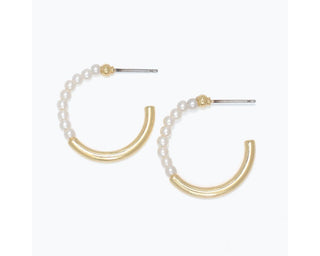 Pearl & Gold Hoop Post Earrings