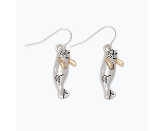 Silver Manatee Drop Earrings