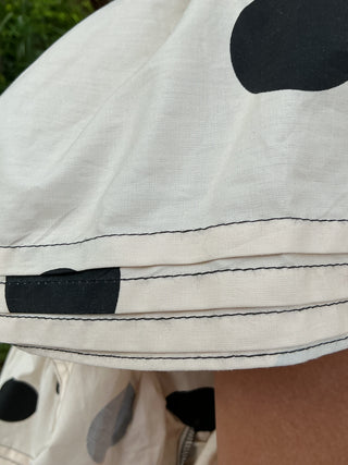 Bucketlist Ivory & Black Ruffle Slv Pintuck Polkadot Top