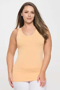 PEACH Buttery Soft Reversible Seamless Tank - Comfortable, stylish, and perfect for versatile wear in a soothing peach hue.