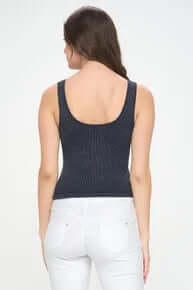 RIBBED BLACK Reversible Seamless Tank – Comfortable, stylish, versatile top for any occasion. Perfect fit for every wardrobe.
