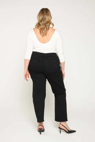 Mica Denim BLACK Mid Rise Ankle Straight Jeans - Stylish, versatile jeans perfect for a chic, modern look.